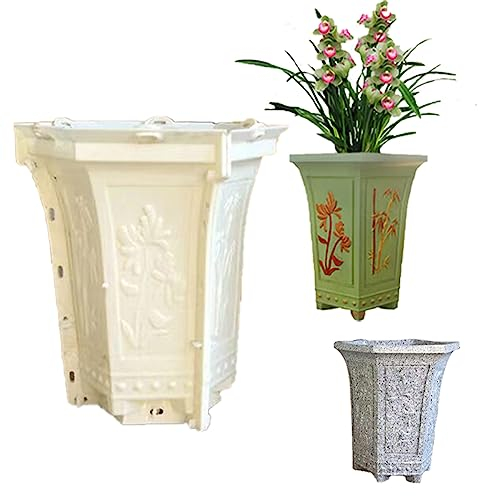 EAIVENY Grande stampo per fioriera in cemento per la realizzazione di vasi di fiori, 26 x 21 x 21 cm, decorazione da giardino