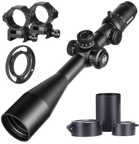 SPINA OPTICS Lunette 4-16x44 / 6-24x50 SFP 2nd Focal Flat Rifle avec mil Dot Reticle et Support annulaire de 20 mm, Lunette de visée Noires étanches et antibuées, Tube de 30 mm (6-24x50 SFP)