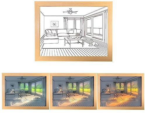 IGTOPS LED Bilderrahmen mit Licht, LED Fotorahmen Lichterkette, Glowing Photo Frame, Painting Wall Art Glowing Photo Bilderwand Bilderlichterketten für Deko Schreibtisch/Wand/Geschenk (B)