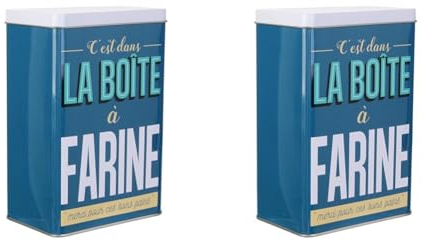COOK CONCEPT - BT6704 - Boite de Conservation Ma Boite à Farine Cuisine Conservation Boite Metal Contenant Tin Box (Lot de 2)