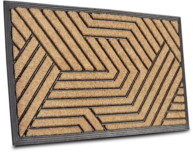 Hanse Home Fußmatte Kokos und Gummi für Innen und Außen - Outdoor Schmutzfangmatte Natur, Kokosmatte Outdoor Streifen Labyrinth, Wetterfest und Rutschfest für Flur, Terrasse, Eingangsbereich - 45x75cm