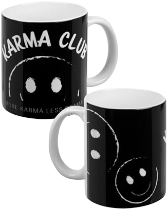 Karma Tasse - Karma Club Kaffeetasse Becher Kaffeebecher aus Keramik Schwarz 320ml