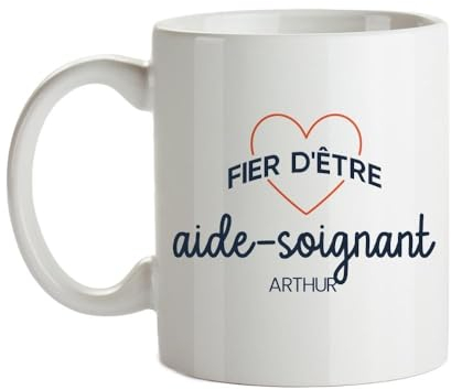 CADEAUX.COM - Mug Personnalisable - Fier d'être Aide-Soignant - Mug Céramique - Tasse Classique Personnalisable- Résiste Au Micro Ondes et Lave Vaisselle - Idée Cadeau Original- Cadeau Homme, Femme