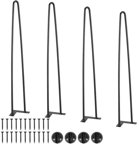 VEVOR 4er-Set Tischbeine Haarnadelbein 710mm hoch 110x110mm Montageplatte Kohlenstoffstahl Pulverbeschichtet Hairpinlegs 227kg Tragfähigkeit Ideal für Küchentische Wohnzimmerkonsolen Studio-Tische