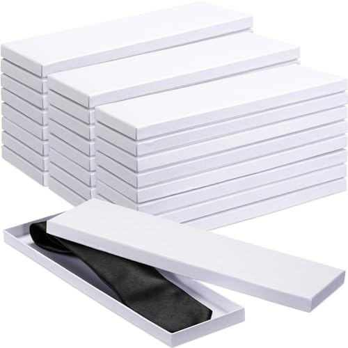Shinylin Krawattenboxen mit Deckel für Männer, Geschenkbox, Papier, Weiß, 24 Stück