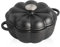Pre-seasoned Cast Iron Garlic Roaster, Heavy Duty Garlic Roaster with Lid, Pumpkin Shaped Garlic Baker Garlic Cooker for Oven, Grill, Stove, BBQ, Barbecue (8.66” L x 7.08” W x 5.12” H/Black)