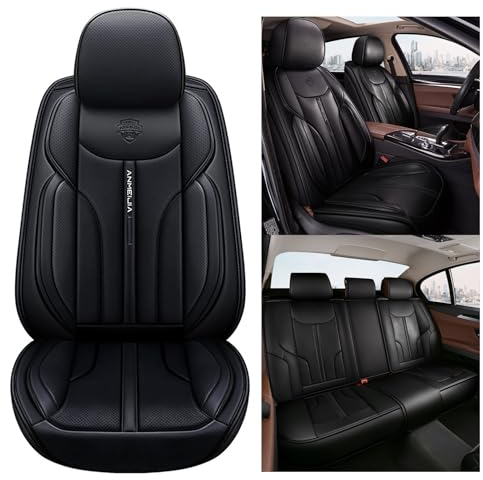 nenyan Autositzbezüge Komplett Set Universal in Premium Design | Schonbezüge für die Vordersitze & Rückbank | Auto Sitzbezüge Airbag Geeignet | Wasserdicht Sitzbezug - Schwarz