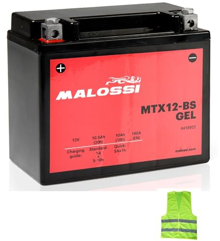 COMPATIBILE CON MOTO MORINI X-CAPE 650 per anno 2021 al 2023 BATTERIA YTX12-BS MALOSSI MTX12-BS GEL FORNITA CARICA E PRONTA ALL’USO BATTERIE ATTIVE 10 AMPERE 12 VOLT 150X87X130MM