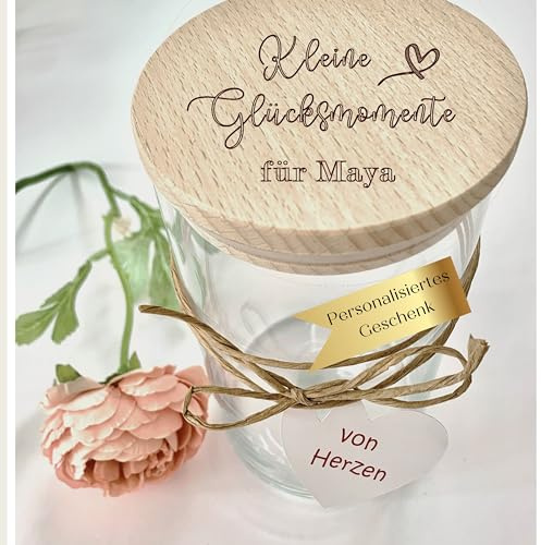 Zarto Dankeschön Geschenke Freundin - Abschiedsgeschenk Kollegin - Personalisiertes Geschenk Oma Mama Schwester - Vorratsglas Gravur Keksdose mit Namen für Lehrerin Hebamme - NEU (Model Maya)