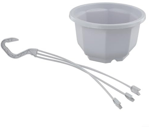 E180 Pot de fleurs en plastique avec chaîne de suspension Blanc