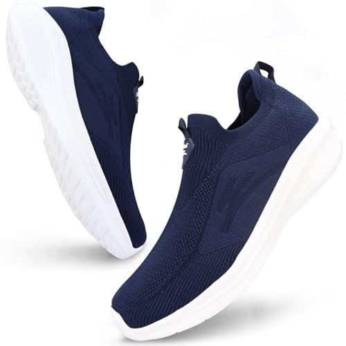 Giniros Zapatillas Slip On Running Hombre Zapatos Deporte Correr Jogging Caminar Bambas Deportivas Hombre Casual Gimnasio Fitness Gym Atlético Trekking Tenis Transpirables Sneakers, Azul Oscuro 46EU