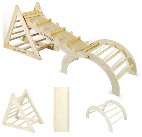 CCLIFE Triangolo di con Scivolo ad Arco per bambini Montessori a partire da 1 anno Palestra per interni, legno 150kg