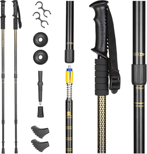 Outtec® Wanderstöcke, Nordic Walking Stöcke Damen und Herren, Teleskop, Hiking und Trekkingstöcke, 65-135cm Verstellbar, Faltbar