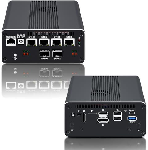 KingnovyPC 2x10G SFP Firewall Appliance Mini PC 𝐈𝐧𝐭𝐞𝐥 N100 4x i226-V 2.5G Soft Router PC Proxmox Server, Barebone, NO RAM, NO SSD, NO SYSTEM Mini Computer
