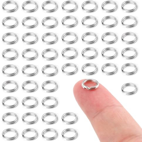 50 Anillos Divididos, 8 mm Conectores de Anillo Tórico de Anillos de Llavero de Acero Inoxidable Anillos Divididos para Fabricación de Joyas Llaves de Coche de Metal Fabricación Artesanal