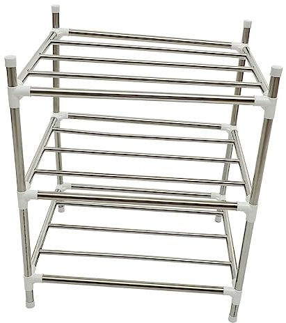QUMIIRITY Support De Casseroles Inoxydable Organisateur Multifonction Résistant à Usure Pour Cuisine Rack De Rangement Pratique à Trois Niveaux Pour Ustensiles De Cuisine