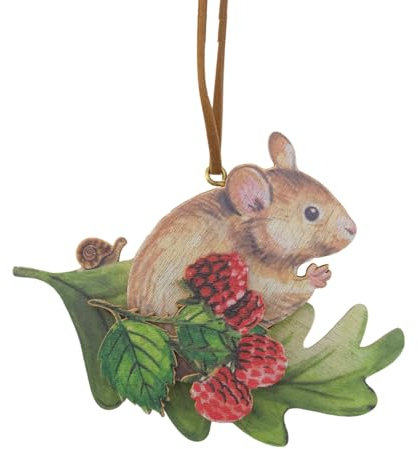 Crafty Capers Garden Mouse with Berries | Wooden Christmas Tree Decoration | Gisela Graham