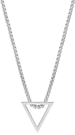 Necklaces for Men | Diamond | Triangle | Palm Tree | Weed | Football | Flash | Compass | Black and Silver, Anhänger: 21 mm x 22 mm, Stainless Steel, No Gemstone