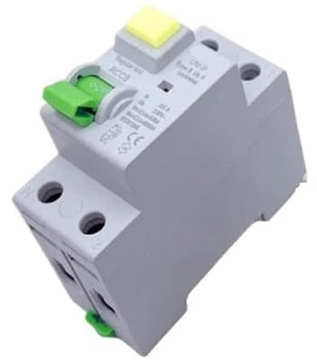 AMEHRU Interrupteur différentiel Solaire CC, disjoncteur de Fuite sur Rail DIN, 2P/4P, 63A, 30MA, 300MA, Jeu de Barres Fendu de Type B 10KA(2P,32A)