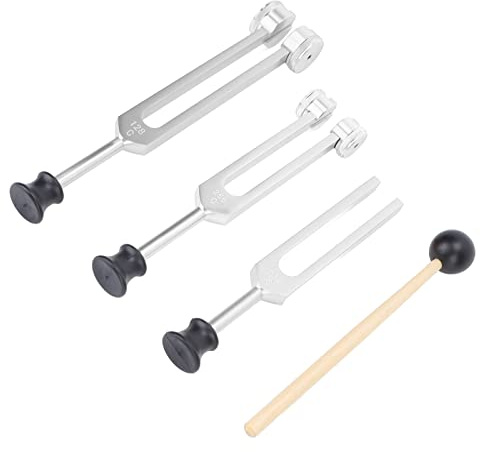 Tuning Fork Set, 128 256 512Hz Aluminum Alloy Portable Tuning Fork Healing Instrument for Home Clinical (Gold) (Silver)