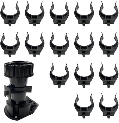 CULEO Battiscopa, 15 clip battiscopa in pvc ganci per zoccolo cucina, universali base da cucina in plastica ABS, staffa di base per bagno (nero)