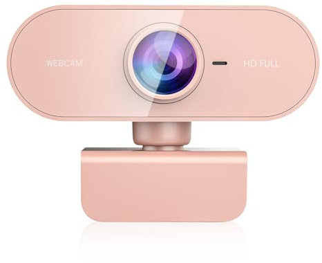Kouric Webcam for PC Laptop MAC with Microphone,HD Streaming Camera USB C Plug and Play Face Web Cam for Desktop Computer,Youtubers,Video Calling,Windows,Gaming with Rotatable Clip Pink