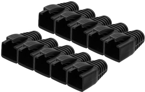 sourcing map 100 Pack Cable Connector Boot Cover, Cat6A Cat7/7A Ethernet Network Cable Strain Boot, 8mm Hole Diameter(Black)