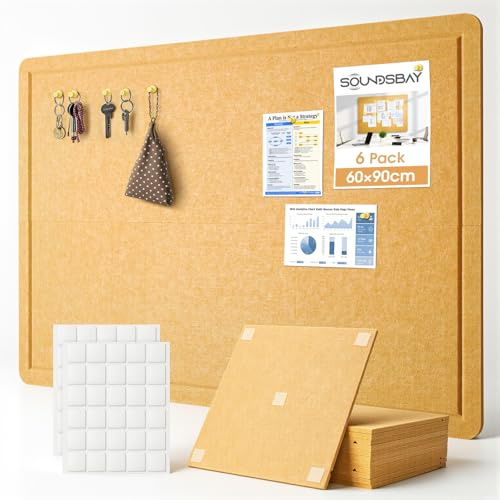 Soundsbay Filz Pinnwand mit Kleber Bernstein 90x60cm | Großes, Pinwand, Korktafel Filzboard Memotafeln Memo Boards Bulletin Board Wanddekoration für Büro Küche, Fotos Memos