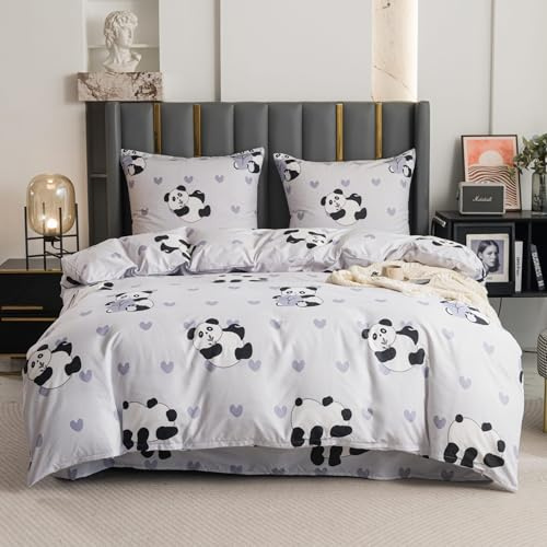 Cotton Market Bettwäsche 200x200 cm - Ganzjahres Bettwäsche-Sets 2 Teilig - Bettbezug mit 2 Kissenbezug 70x80 cm - Panda