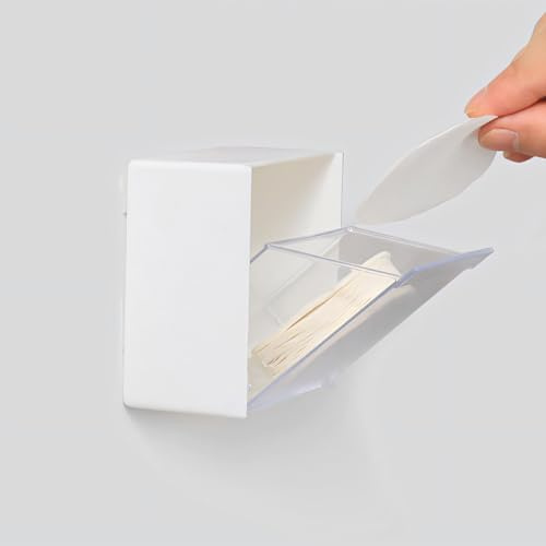 Cyberwork Soporte para Filtro de Café Blanco, Caja Portafiltro Autoadhesiva, Almacenamiento de Filtros Redondos ≤83mm con Cubierta Antipolvo, Discos, Setaccio y Dosing Ring, Cocina y Cafetería