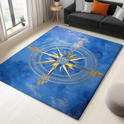Generisch Living Room Rugs Surreal Maritim WolkenDense Pile Carpet Runner for Hallway Non Slip Washable Area Rug Kitchen Floor Blau 80 x 150 cm Teppich Extra Weich Antiallergen