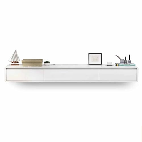 Meuble TV mural flottant élégant en bois de 120 cm pour salon (blanc)