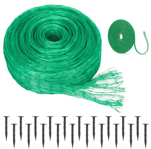 2m × 10m Garden Netting Mesh, Bird Netting for Garden Kit with 20 Black Ground Pegs and 10m Plant Tie, Veg Patch Fine Mesh, Pond Cover, Plant Protection, Garden Mesh Fence, Strawberry Netting
