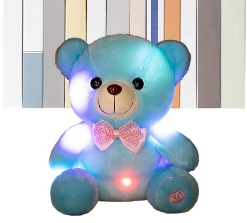 Protoence Nachtlicht Kuscheltier,20 Zentimeter Weiche Puppe Raumdekoration - Weiches Stofftier für Kinder mit LED Nachtlicht,Für Und Mädchen Sofa Kinderzimmer Büro Zuhause Wohnzimmer