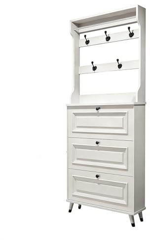 CJWKXQOL Ensemble de Garde Robe d'entrée, Meuble Chaussure et Porte Manteau, Meuble d Entree Vestiaire, pour Couloir, Séjour, Chambre(50x17x208cm)
