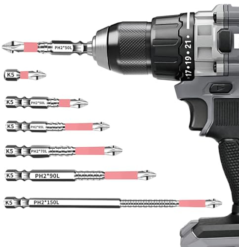 6 Pcs K5 PH2 Impact Screwdriver Driver Bits Set with 1/4 Hex-Shank, Magnetic Anti-Slip Screwdriver Bit Set, Precision Allen Wrench Drill Bit Set, Impact Bits Compatible with Driver Tools (25-150mm)
