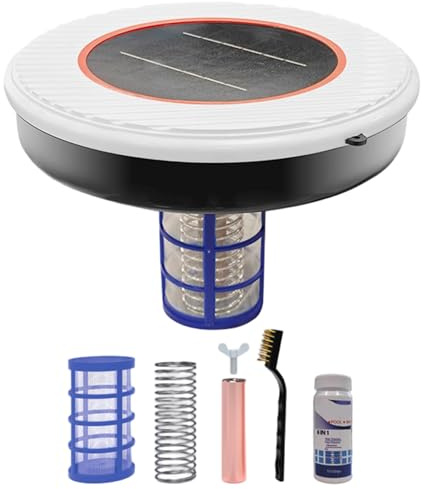 Ioniseur de piscine solaire |.réduit les coûts de produits chimiques grâce à la désinfection aux ions cuivre pour les piscines creusées hors sol |.Accessoire piscine ABS