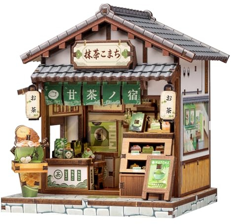 Cutefun Japanese Book Nook, Miniature Size | Mini House DIY 3D Wooden Puzzles for Adults Gifts for Craft Beginners Teenagers (Antique bookery of Kyoto 3.7×3.4×4.3))