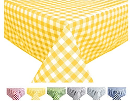 Home Direct Wachstuch Tischdecke Abwaschbar Eckig 140 x 200 cm Kariert Karo Gelb
