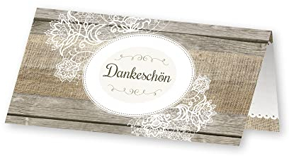 Ja ich will! 10 x vintage Hochzeit Dankeskarten - Danksagungen inkl. Kuverts Hochzeitsdankeskarten Holz design Danksagungskarten zur Hochzeit beschreibbar zum selber basteln Hochzeits Danke