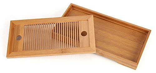 Tea Serving Tray for Chinese Gongfu Tea Ceremony - Made from Premium Bamboo - Removable Cleaning - 27 * 14 * 3cm