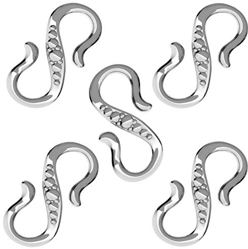 DIY925 5 Stück Stück S-Haken Schmuckverbinder 15.6mm für Armbänder und Ketten 925 Sterling Silber nickelfrei Juweliers- Qualität