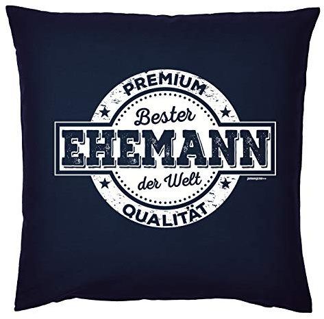 Tini - Shirts Ehemann Kuschel-Kissen - Hochzeit/Ehe Sprüche-Kissen - Geschenk Deko-Kissen Partner : Premium Qualität Bester Ehemann der Welt - Kissen ohne Füllung - Farbe: Navyblau