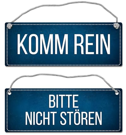 Blaues Bitte nicht stören - Komm rein Wendeschild mit Kordel