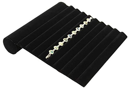 Hochwertige schwarze Samt-Armband/Uhrenarmband-Rampe mit 9 Fächern für Schaufenster