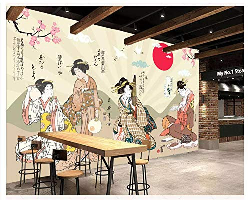 3D Tapete Geisha Sushi, Japanisch, Restaurant, Ladengeschäft, Papierscheibenpapier