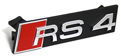 Audi 8E0853736E2ZZ Schriftzug RS4 8E Original Emblem Kühlergrill Clip Zeichen, Schwarz/,Rot
