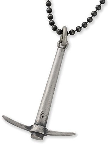 Men's Axe Pendant Forged in Oxidised Sterling Silver with Velvety Finish - Bold Tool Symbol Perfect for Builders, Craftsmen and Gold Diggers - Handmade by Emmanuela