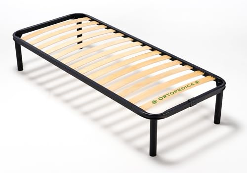 EVERGREENWEB - Besten Lattenrost Base 120x200 cm, Lattenrahmen Ortho Extra Komfort Leisten Holz mit 4 Abnehmbar Füße aus stabilem Metall – für alle Betten und Matratzen geeignet, 100% Made in Italy