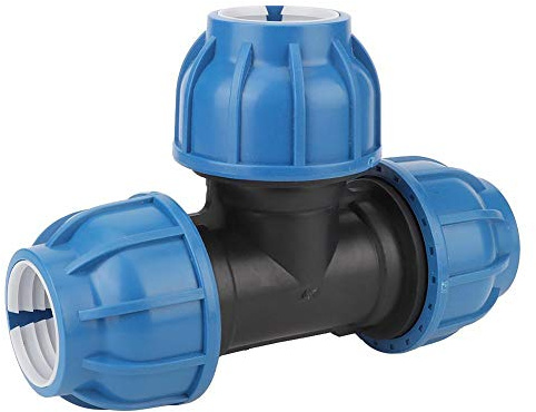 TOPINCN Accessoires de raccord de Tuyau d'eau en Plastique PE 50 mm Connecteur en T pour raccord de Tuyau
